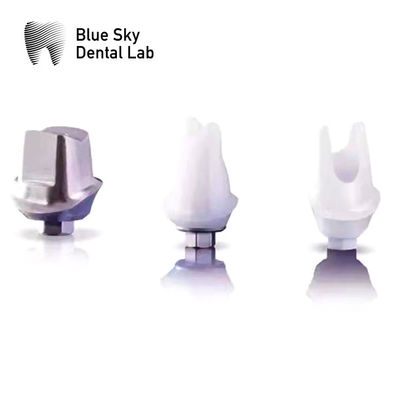 Abutment de zirconio personalizado con implante de cielo azul de base de titanio
